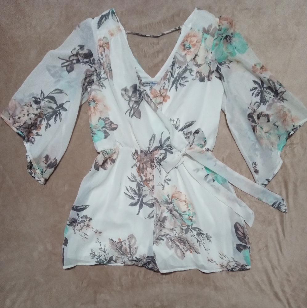 Small fits medium bailey blue jumpsuit/shorts